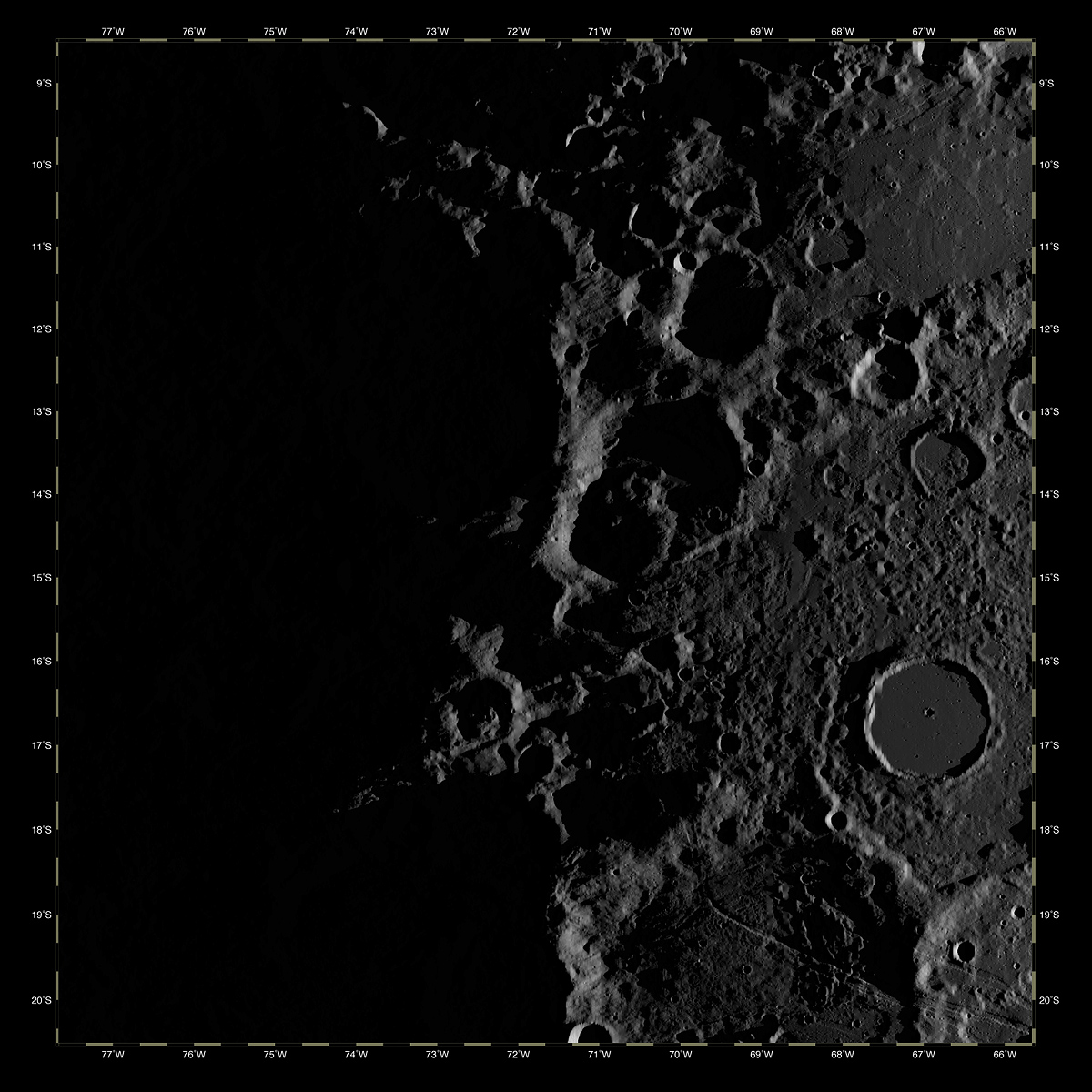 月面ツインA地形・日照太陽高度＋0.0度