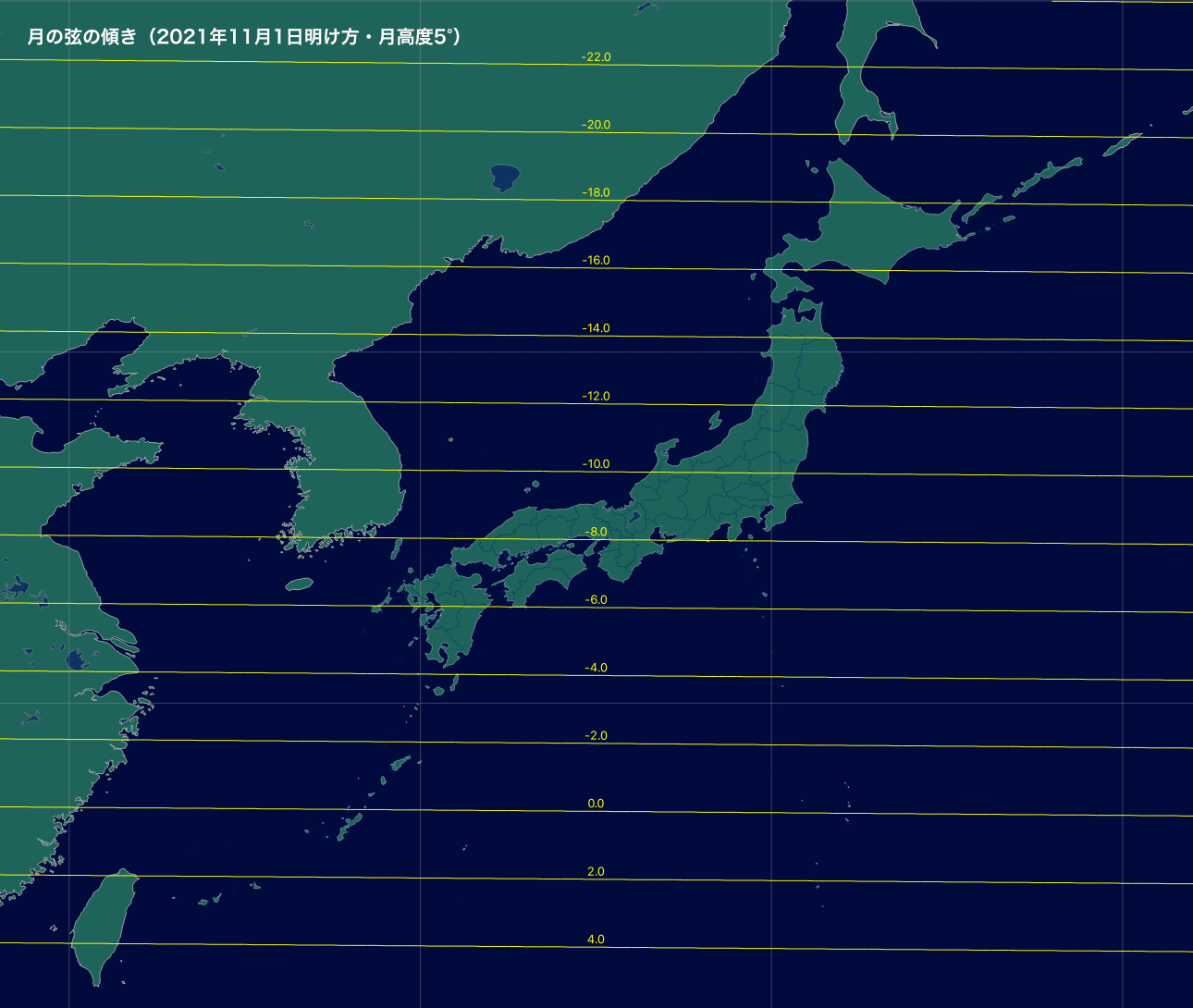 月の弦の傾き・2021-11-01・月高度5度