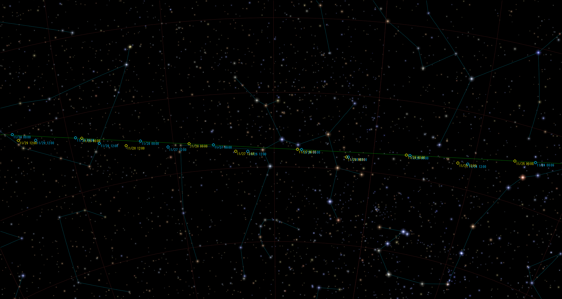 アルテミス1・オリオン宇宙船星図2